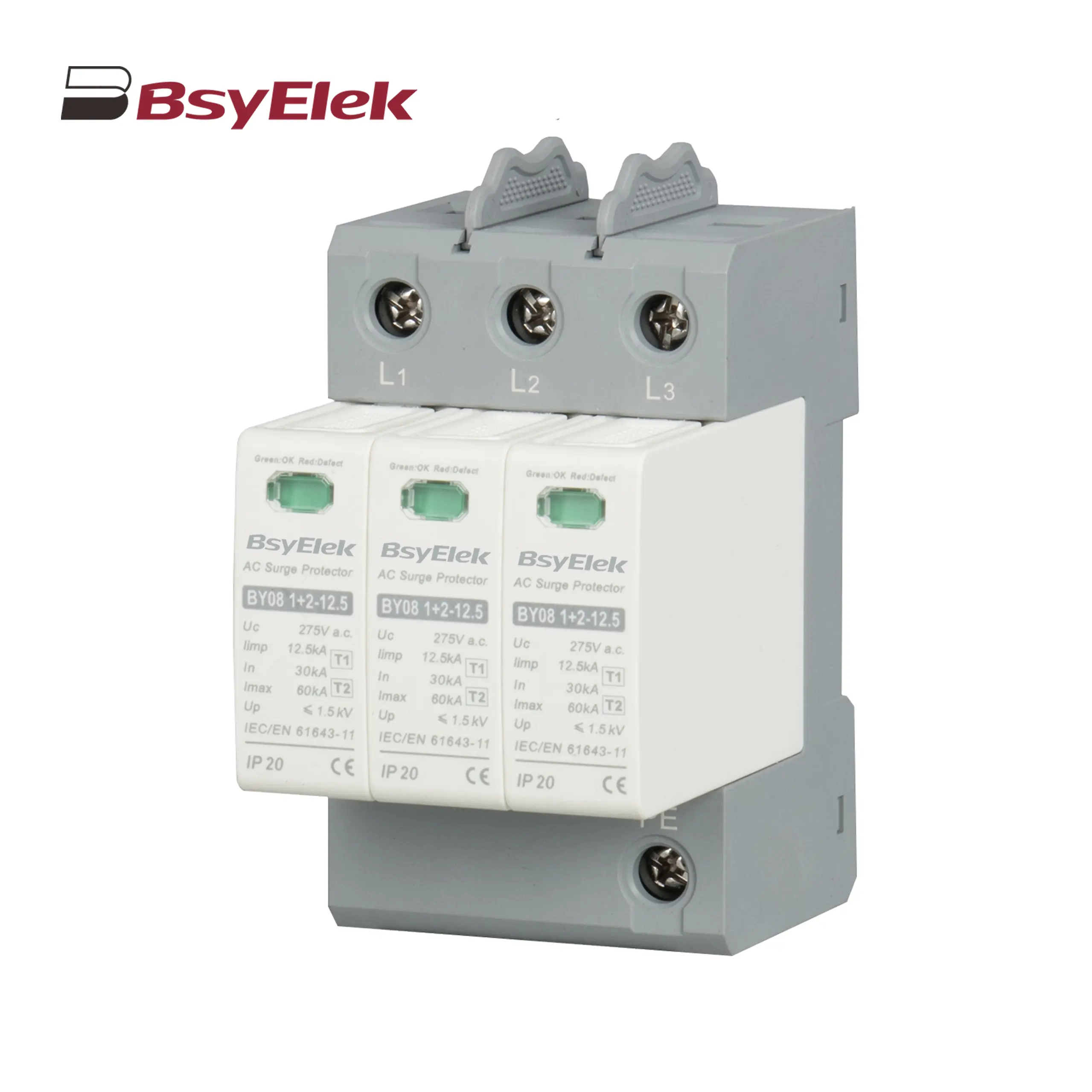 BY08 1+2-12.5 SPD Class T1+T2 Imax 60KA Surge Protective Device
