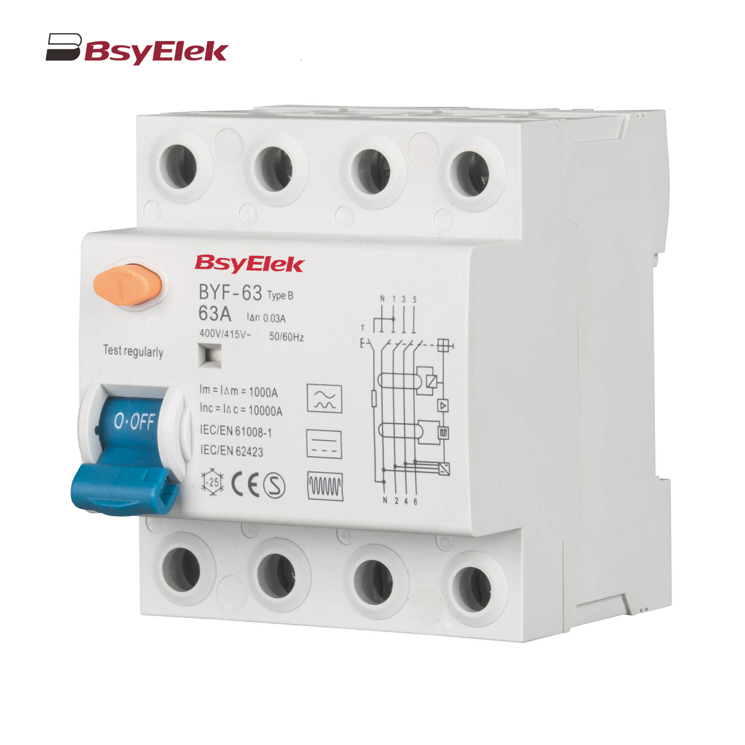 BYF-63 RCD 10KA Type B AC+A+Smoothing DC Residual Current Device
