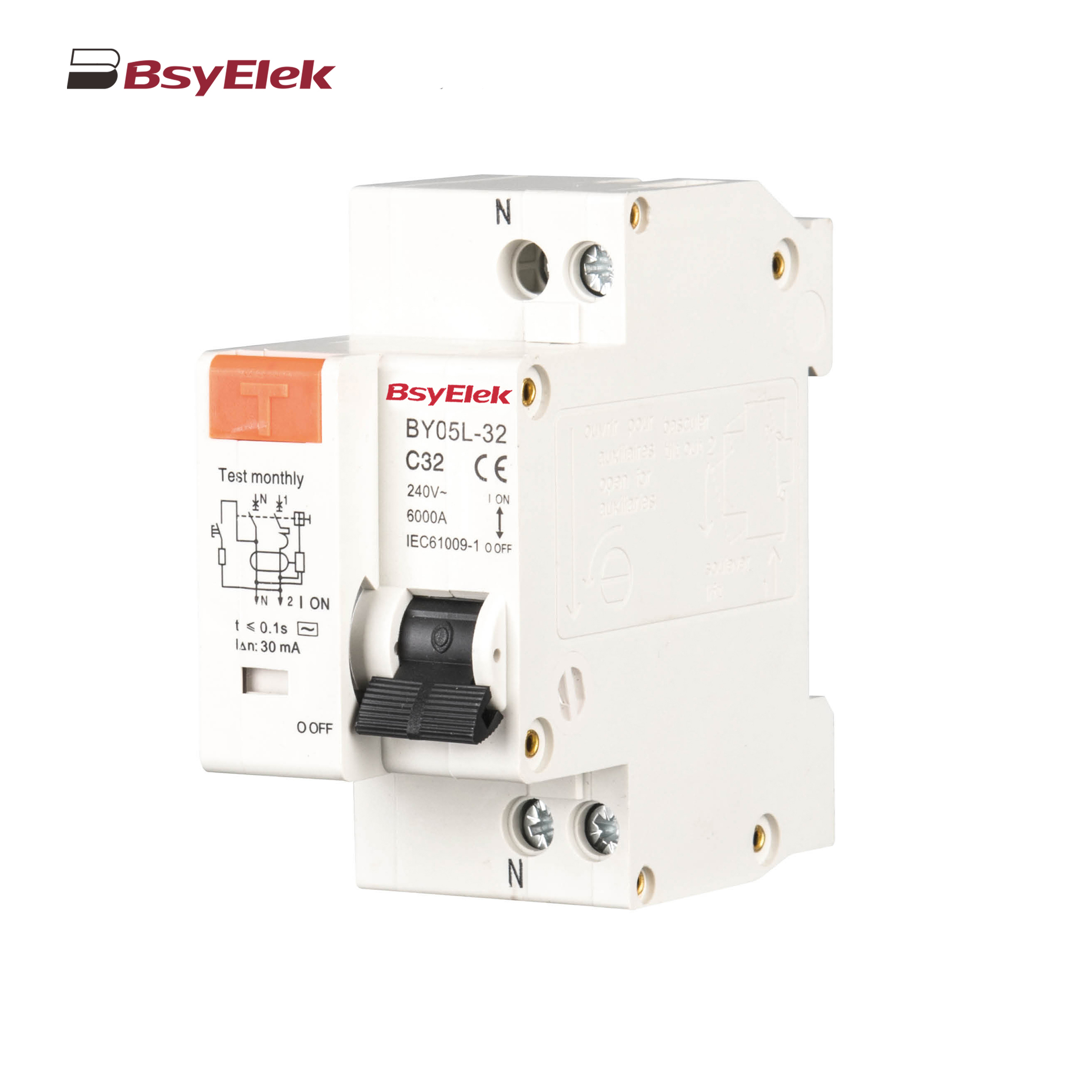 BY05L-32 RCBO 3KA Residual Current Circuit Breaker with Over-current Protection