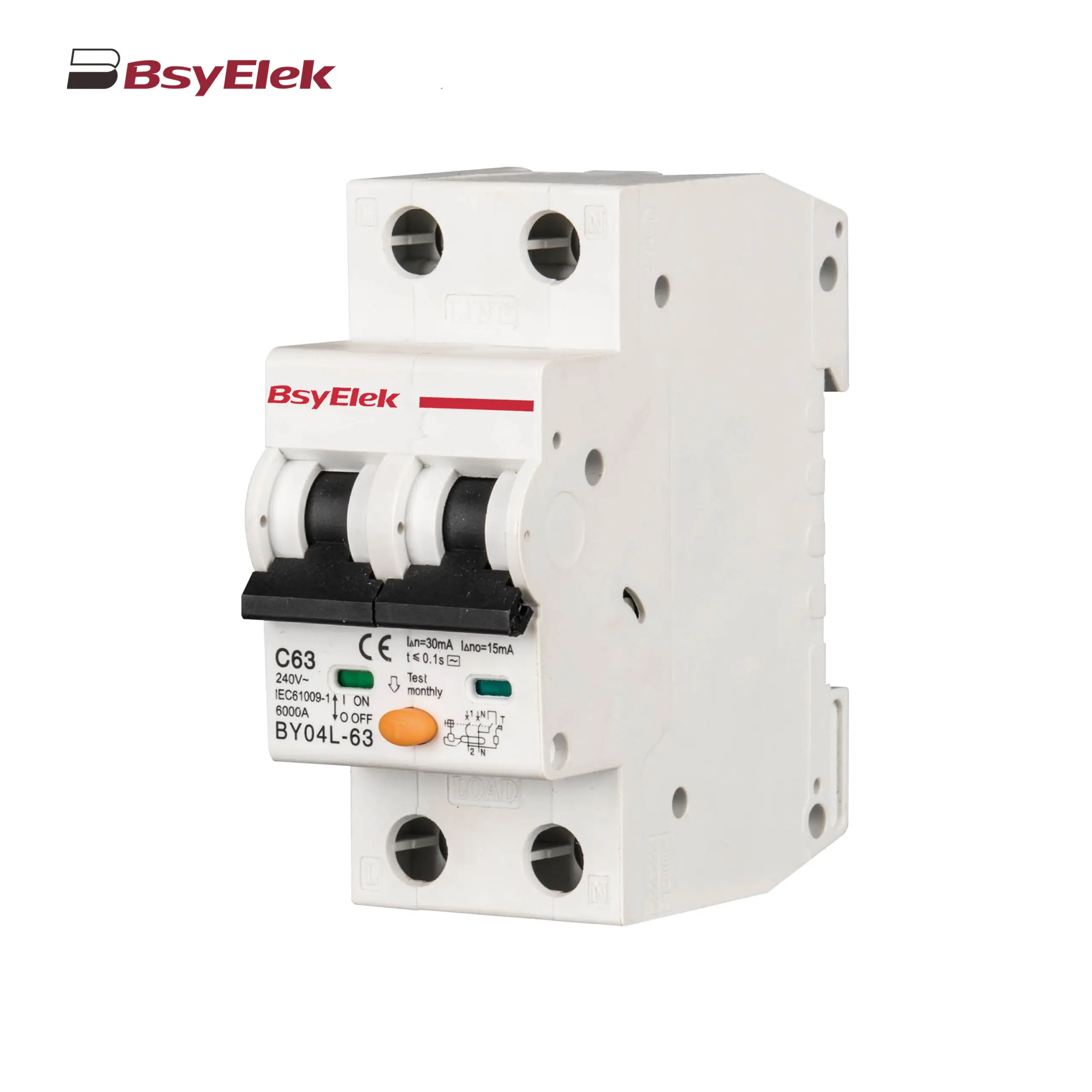 BY04L-63 RCBO 6KA Residual Current Circuit Breaker with Over-current Protection