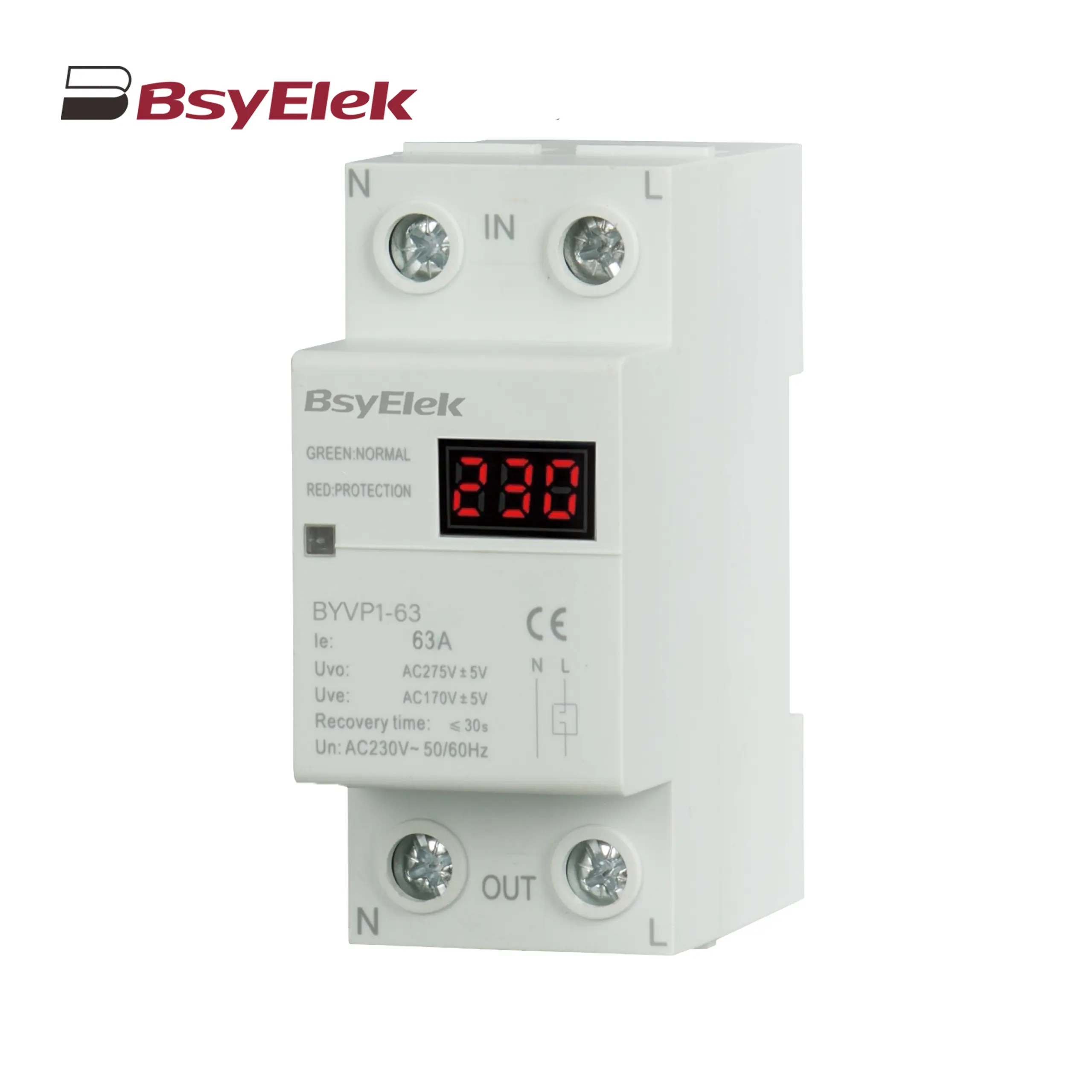 BYVP1-63 100A Single Display Overvoltage and Undervoltage Protector