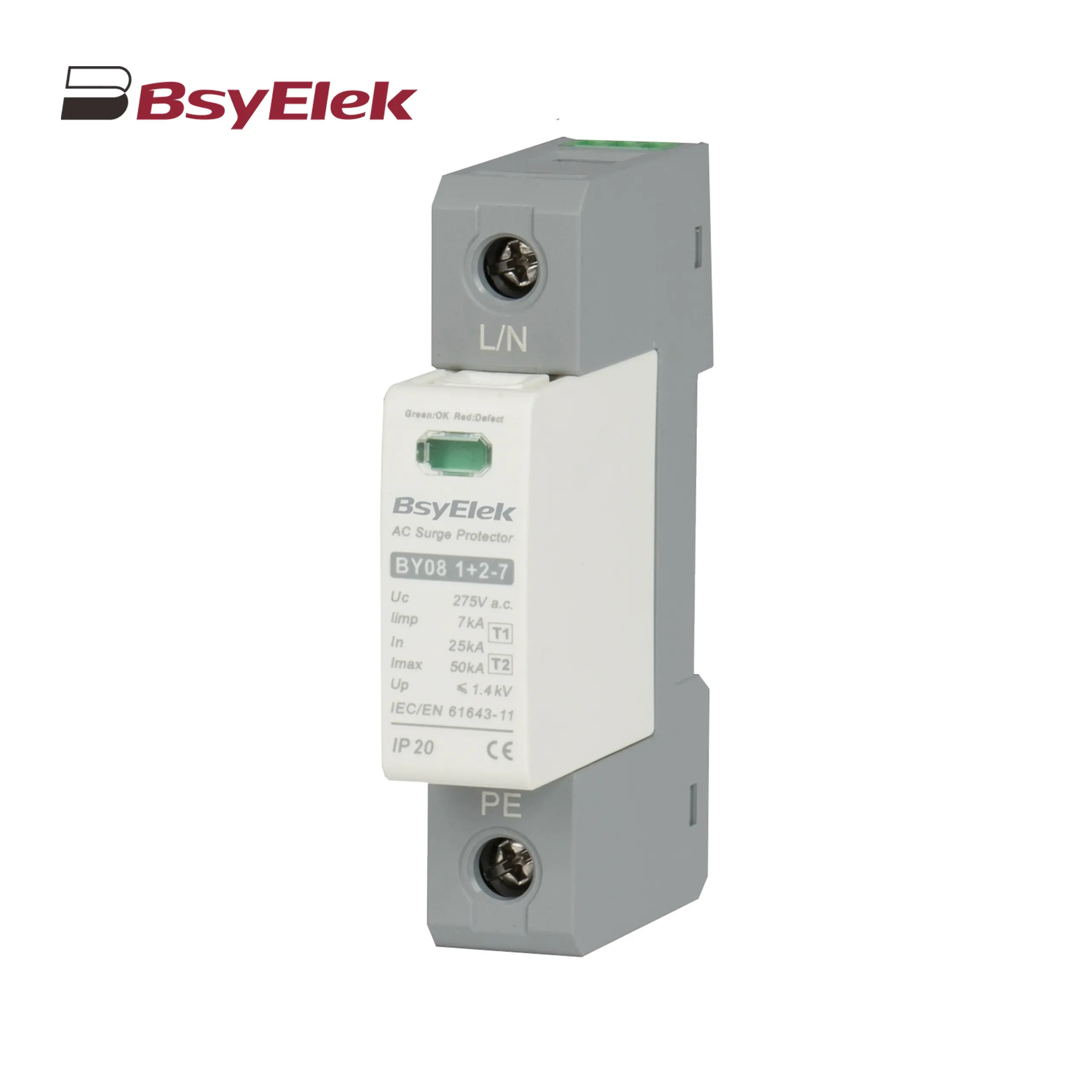 BY08 1+2-7 SPD Class T1+T2 Imax 50KA Surge Protective Device