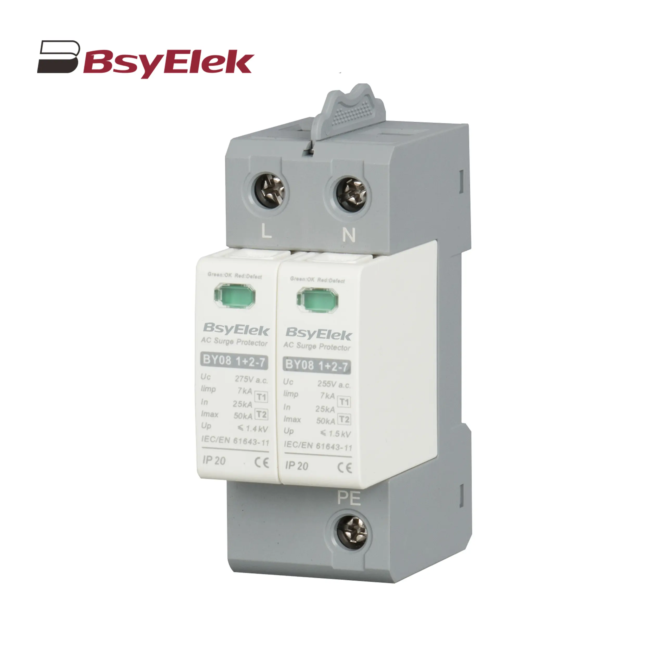BY08 1+2-7 SPD Class T1+T2 Imax 50KA Surge Protective Device