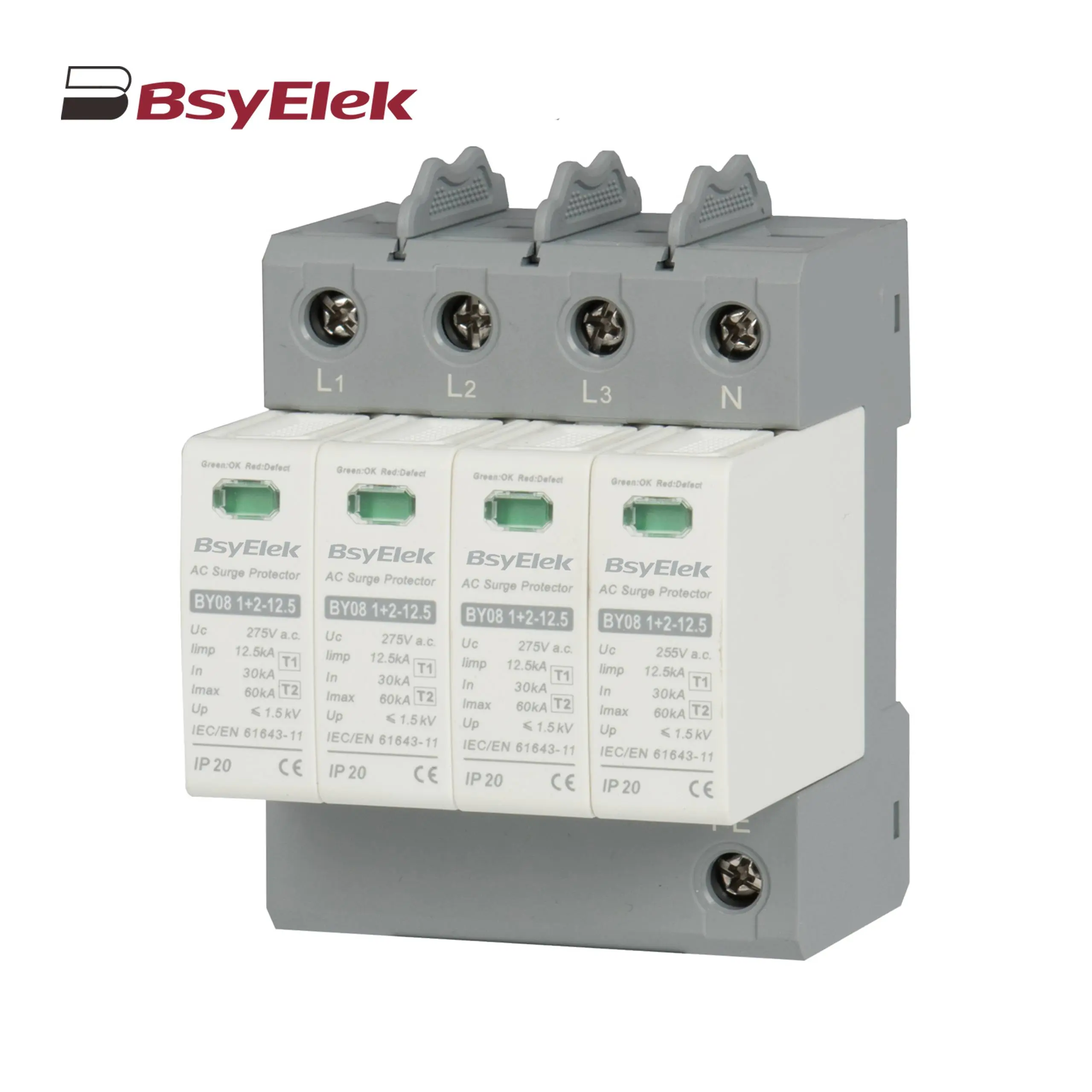 BY08 1+2-12.5 SPD Class T1+T2 Imax 60KA Surge Protective Device