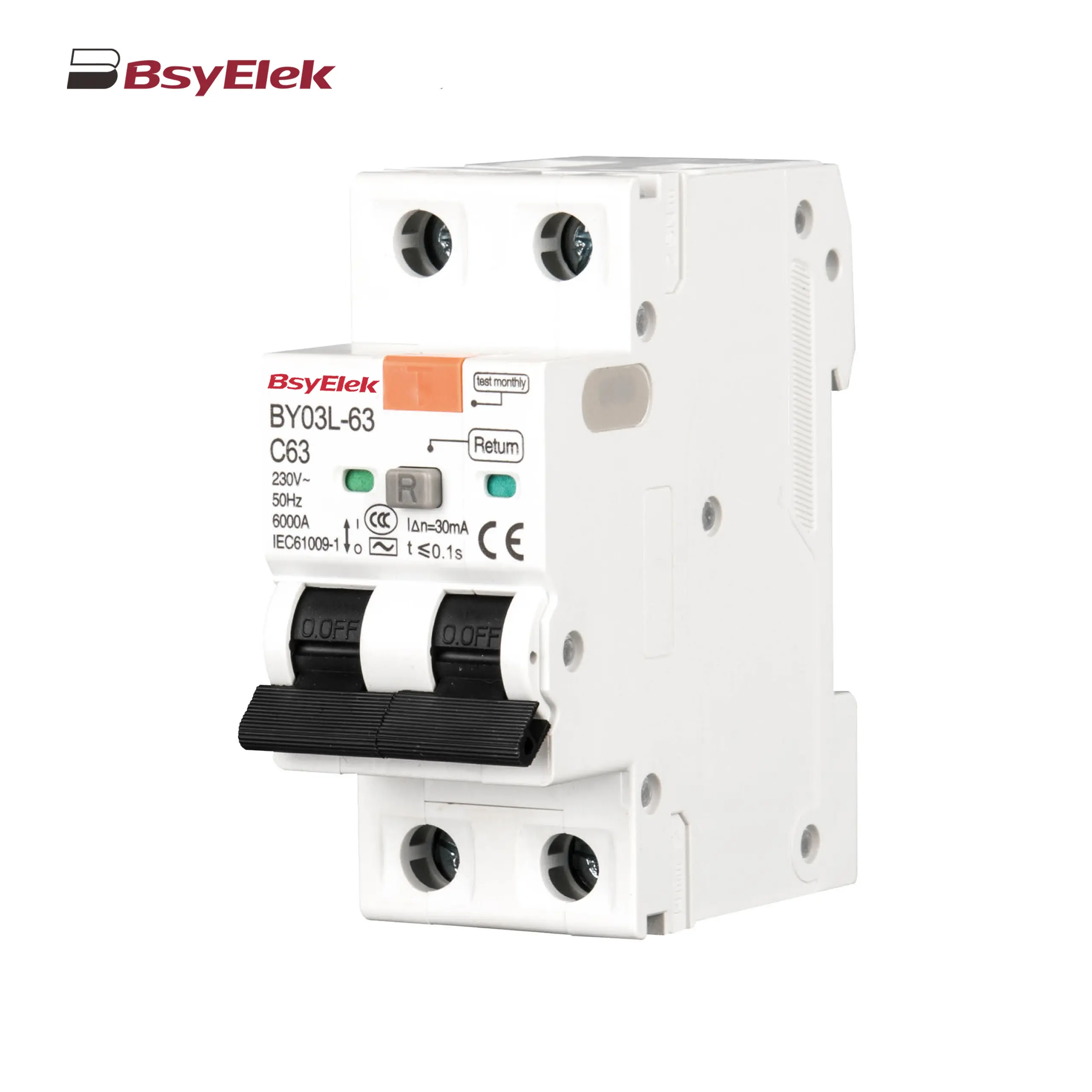 BY03L-63 RCBO 4.5KA Residual Current Circuit Breaker with Over-current Protection