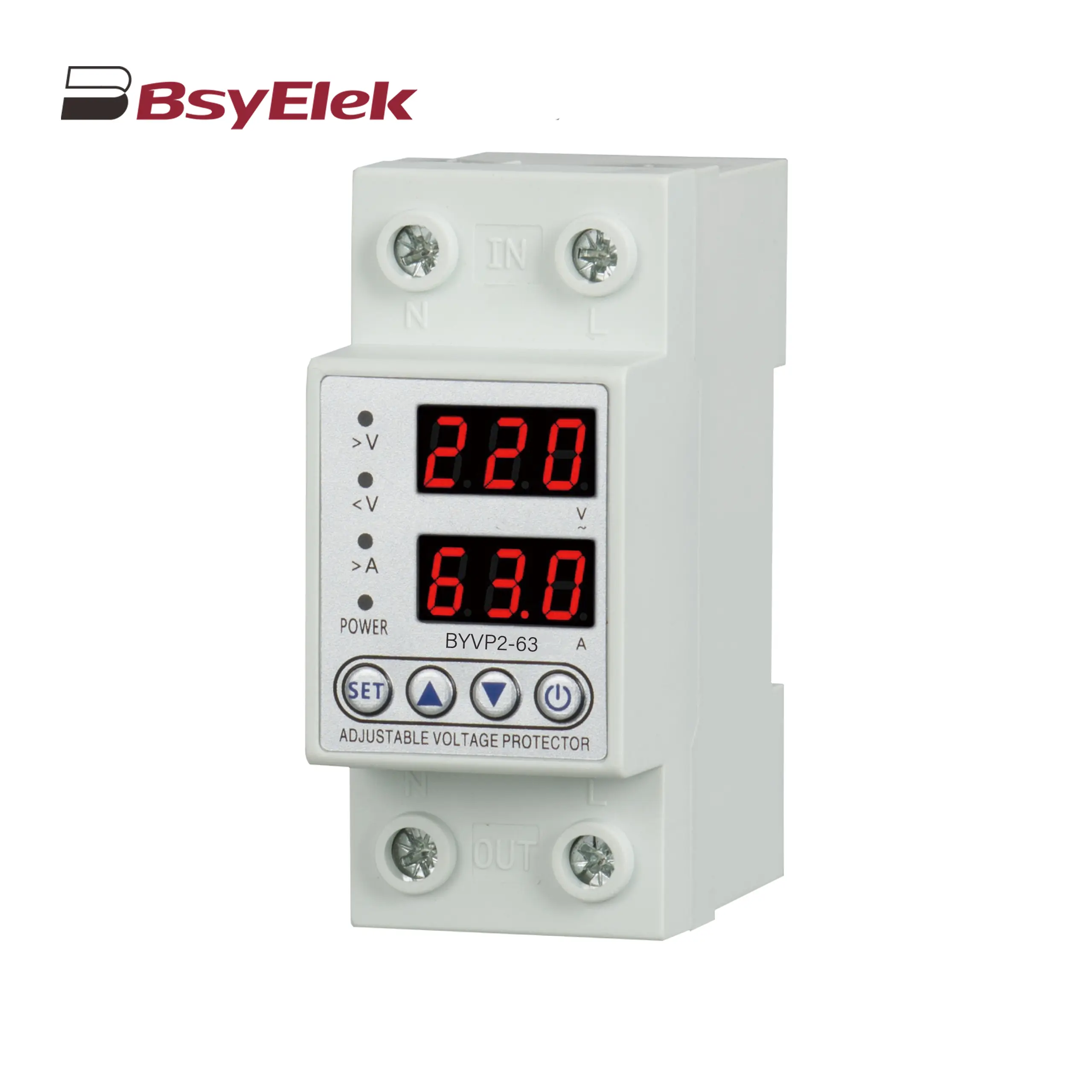 BYVP2-63 40A 63A Adjustable Dual Display Overvoltage and Undervoltage Protector