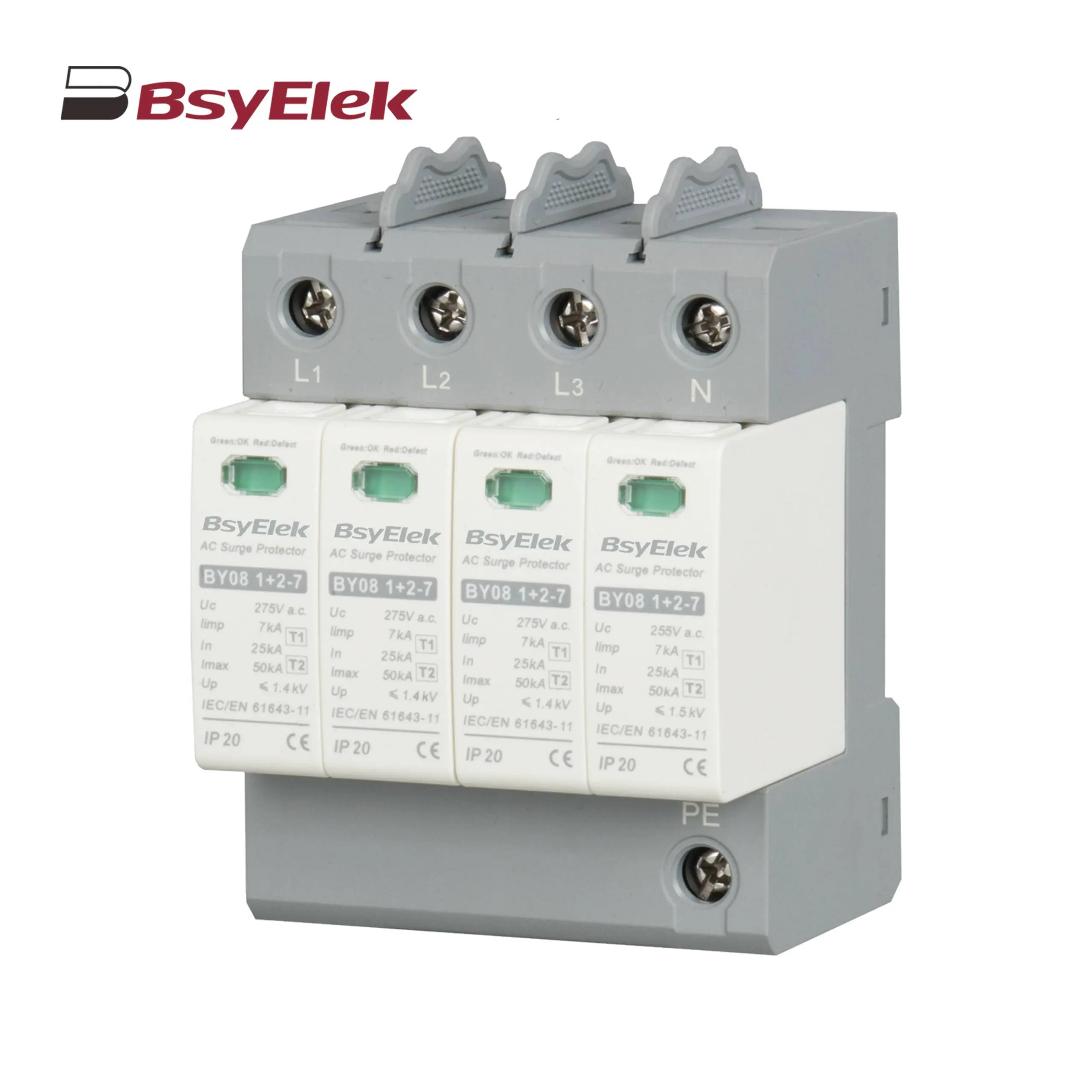 BY08 1+2-7 SPD Class T1+T2 Imax 50KA Surge Protective Device
