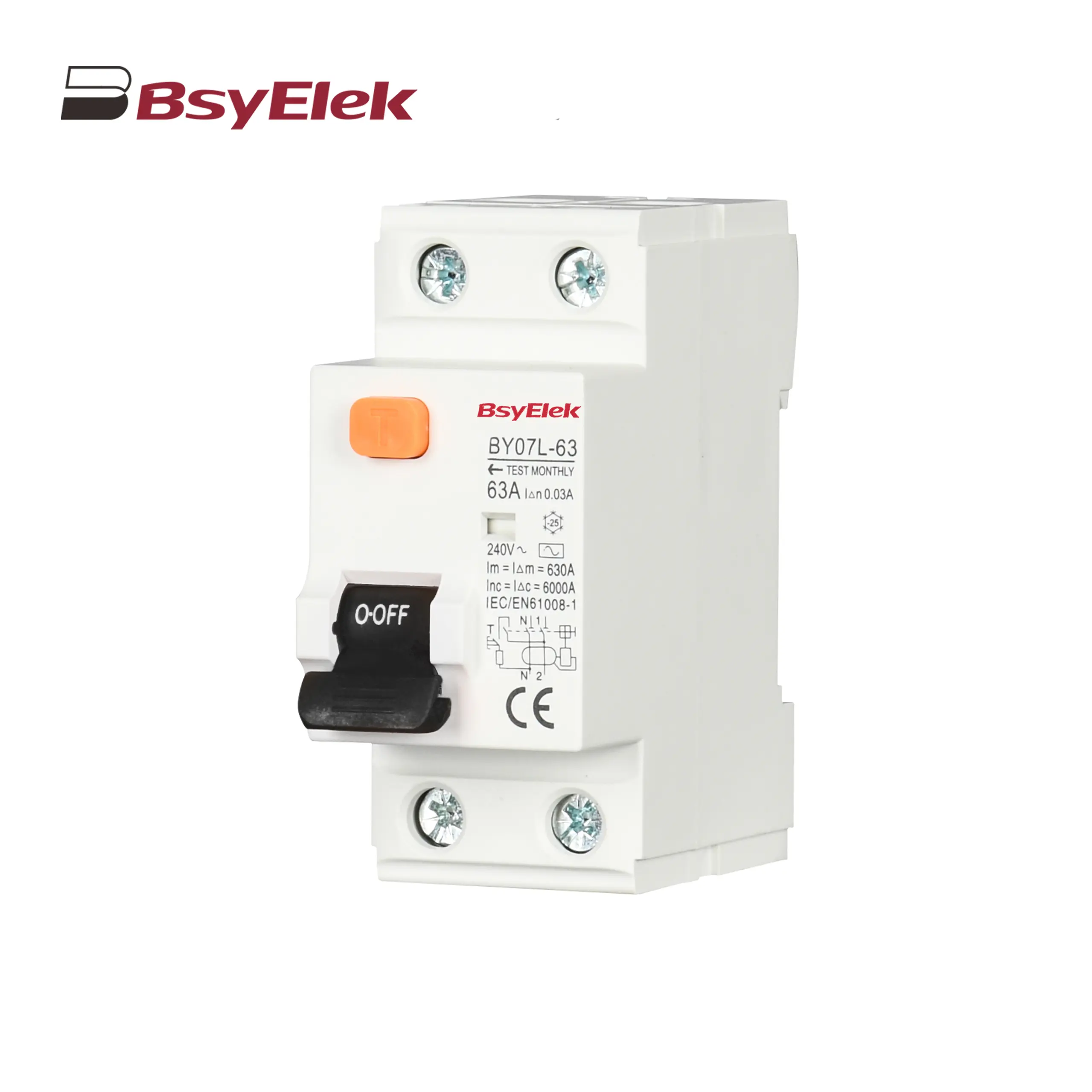 BY07L-63 RCCB 6KA Residual Current Circuit Breaker